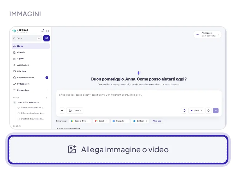 Sotto Immagini lo screenshot della pagina già allegato e il pulsante Allega immagine o video evidenziato